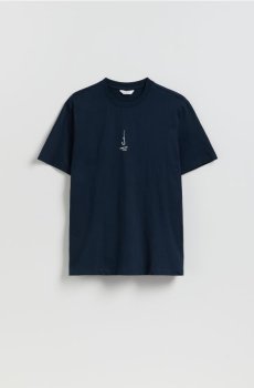 Reserved - Футболка вільного крою з принтом - темно-синій - 473IW-59X