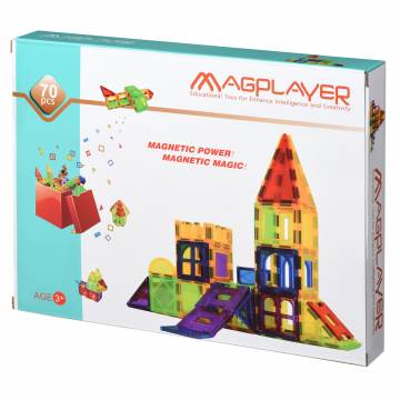 Конструктор Magplayer Магнітні плитки 70 елементів (MPL-70) Конструктор Magplayer Магнітні плитки 70 елементів (MPL-70)
