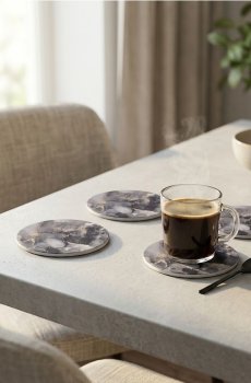 Підставки під чашки з мармуровим візерунком 4 pack - чорний