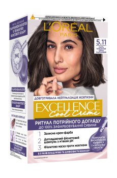 Уценка! Крем-краска для волос LOreal Paris Excellence Creme с тройным уходом, 5.11 Ультра пепельный светло-каштановый, 192 мл