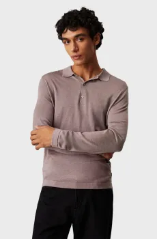 Мужское бежевое шерстяное поло ITALIAN MERINO SILK LS POLO Бежевый S Calvin Klein K10K113777
