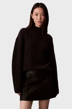 Женский черный шерстяной гольф Chunky Черный M Calvin Klein Jeans LV044D329G