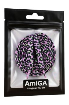 Шнурки AmiGA 100 см, леопард, розовые