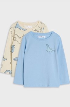 Бавовняні футболки з принтом 2 pack - кремовий