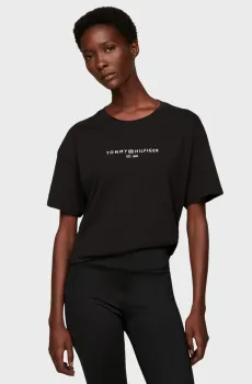 Женская черная футболка ESSENTIALS RELAXED MINI CORP Черный L Tommy Hilfiger WW0WW41097