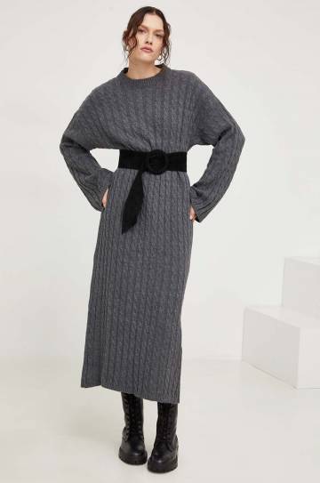 Платье Answear Lab цвет серый maxi oversize Платье Answear Lab цвет серый maxi oversize