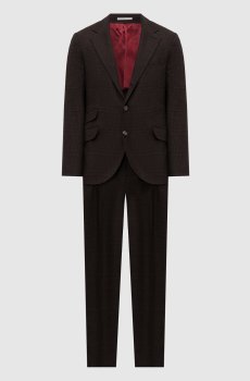 Коричневый костюм из кашемира в клетку