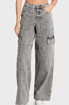 Женские светло-серые джинсы MID-RISE WIDE CARGO Серый 36 Michael Kors MR5905H5G2