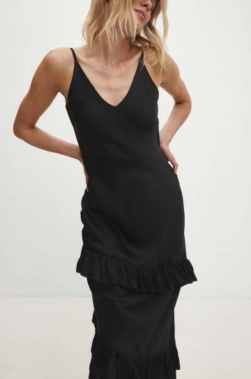 Платье Answear Lab цвет чёрный maxi расклешённая Платье Answear Lab цвет чёрный maxi расклешённая