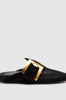 Черные мюли Антем с пряжкой