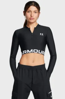 Женский черный лонгслив HeatGear Rib 1/4 Zip LS Черный L Under Armour 1388692-001
