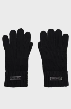 Мужские черные шерстяные перчатки PATCH Черный ONESIZE Calvin Klein LV14D8031G