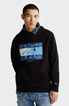 Мужское черное худи TJM REG DNA FLAG TWIST HOOD EXT Черный L Tommy Jeans DM0DM21100