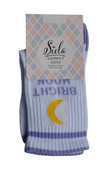 Носки женские Siela RT1322-078 Bright Moon, спортивные, бело-лиловые, размер 39-42