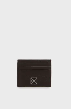 Женский темно-коричневый кожаный кардхолдер EMBLEM HW PEBBLE Коричневый ONESIZE Calvin Klein LV04F1119G