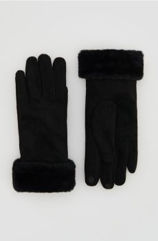 Reserved - Рукавички з опушкою зі штучного хутра - чорний - 505FE-99X