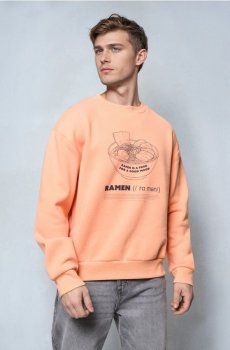 Світшот із круглим вирізом і принтом - персиковий