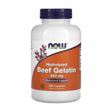 Гидролизат говяжьего желатина NOW foods Hydrolyzed Beef Gelatin 550 мг, 200 капсул Гидролизат говяжьего желатина NOW foods Hydrolyzed Beef Gelatin 550 мг, 200 капсул