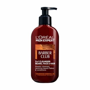Очищающий шампунь для волос, бороды и лица L’Oreal Paris Men Expert Barber Club 3 в 1, 200 мл Очищающий шампунь для волос, бороды и лица L’Oreal Paris Men Expert Barber Club 3 в 1, 200 мл