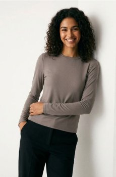 Поліамідна футболка з довгим рукавом - кавовий