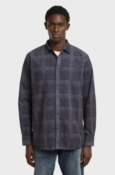 Мужская темно-синяя рубашка в клетку Clean Regular Shirt l/s Синий L G-Star RAW D25196,C436