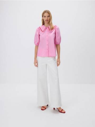 Reserved - Сорочка з декоративним коміром - рожевий - 562HV-30X