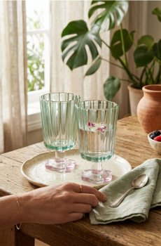 Келих із кольорового скла 2 pack - світло-бірюзовий