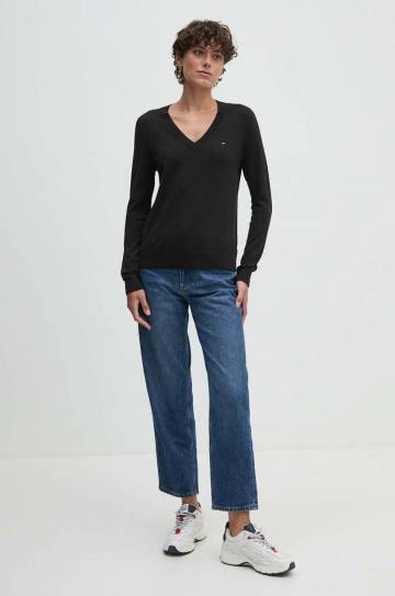 Свитер Tommy Hilfiger женский цвет чёрный лёгкий WW0WW40098 Свитер Tommy Hilfiger женский цвет чёрный лёгкий WW0WW40098