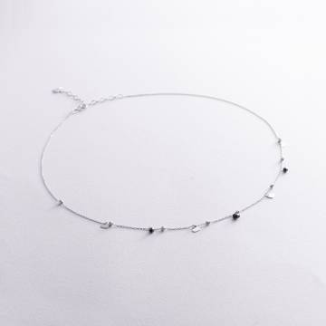 Золотое колье "Сердечки" с черными фианитами кол02362 Золотое колье "Сердечки" с черными фианитами кол02362