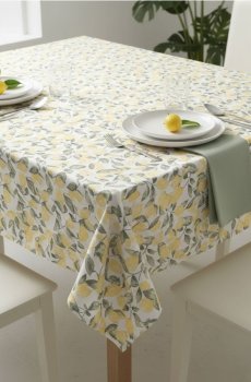 Скатертина з мотивом лимонів - бурштиновий