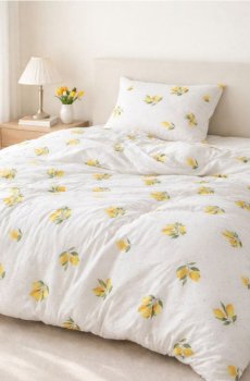 Комплект постільної білизни з мотивом лимонів - жовтий