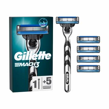 Станок для бритья Gillette Mach 3 мужской, с 5 сменными картриджами Станок для бритья Gillette Mach 3 мужской, с 5 сменными картриджами