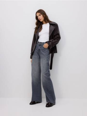 Reserved - Джинси wide leg з прошиванням - сірий - 616GT-90J Reserved - Джинси wide leg з прошиванням - сірий - 616GT-90J