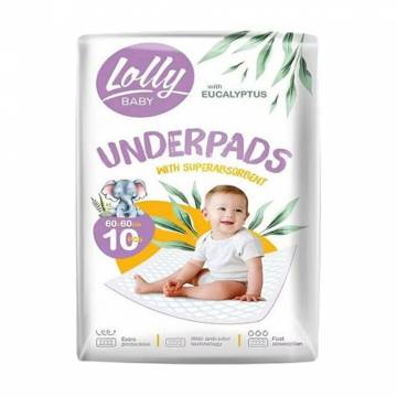 Детские пеленки гигиенические поглощающие Lolly Underpads, 60*60 см, 10 шт Детские пеленки гигиенические поглощающие Lolly Underpads, 60*60 см, 10 шт
