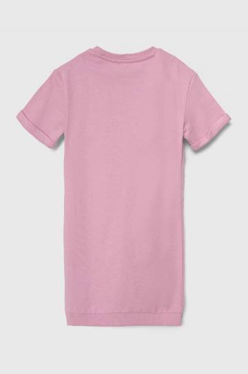 Хлопковое детское платье Guess цвет розовый mini прямая Хлопковое детское платье Guess цвет розовый mini прямая