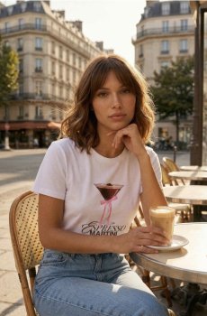 Бавовняна oversize футболка з принтом - білий