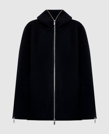 Черное укороченное пальто из шерсти