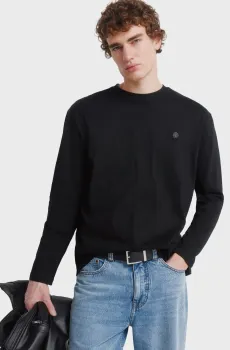 Мужской черный лонгслив Черный L SPRINGFIELD 223727