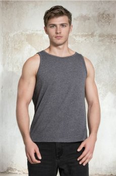 Меланжевий танк-топ з круглим вирізом - сірий