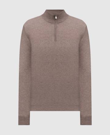Коричневый джемпер из кашемира с молнией