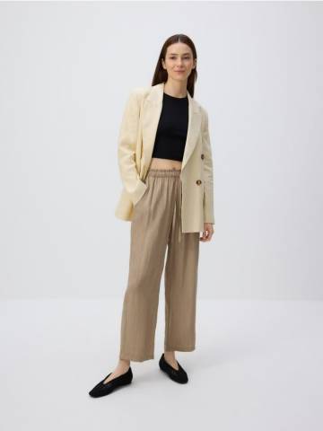 Reserved - Штани з віскози із зав’язкою - бежевий - 1051P-08X