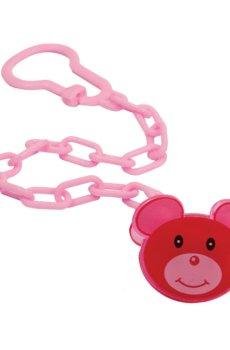 Цепочка для пустышки Lindo Pk 221 на клипсе розовый мышонок
