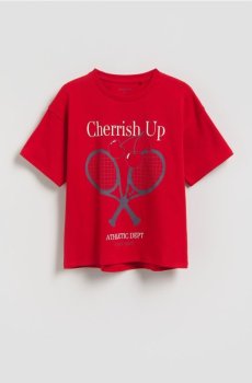 Reserved - Свободная футболка с принтом - червоний - 416HU-33X