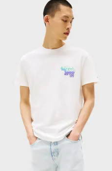 Мужская белая футболка REG STACK BACKPRINT Белый S Tommy Jeans DM0DM21589