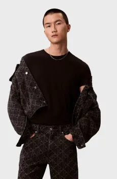 Мужская черная джинсовая куртка с узором JACQUARD Черный XL Calvin Klein Jeans LV04RE773G