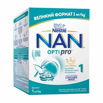 Детская смесь начальная молочная сухая NAN 1 OPTIPRO с 5 олигосахаридами и L. Reuteri для детей с рождения, 1 кг Детская смесь начальная молочная сухая NAN 1 OPTIPRO с 5 олигосахаридами и L. Reuteri для детей с рождения, 1 кг