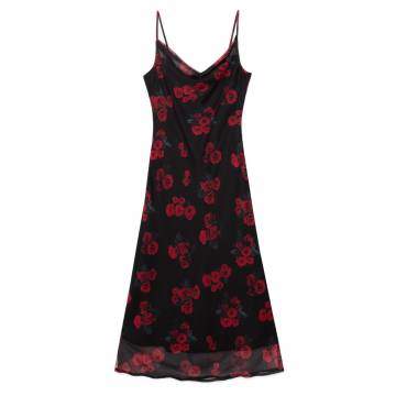 Cropp - Максісукня з квітковим принтом - чорний