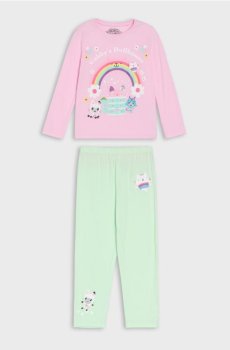 Бавовняна двочастинна піжама з принтом Gabbys Dollhouse - пастельний рожевий