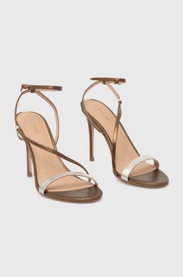 Кожаные сандалии Guess Kadera цвет золотой FL5KAD LEM03 PLATI Кожаные сандалии Guess Kadera цвет золотой FL5KAD LEM03 PLATI