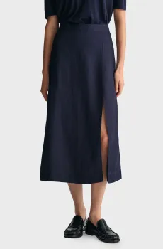 Женская темно-синяя льняная юбка REL MIDI LINEN BLEND Синий 40 Gant 4400123
